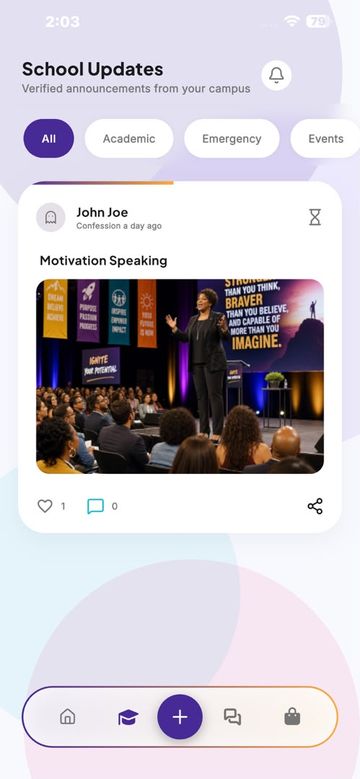 LinkQio School Updates app screen
